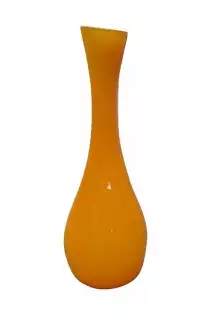 Designová skleněná malá váza atypického tvaru - oranžová