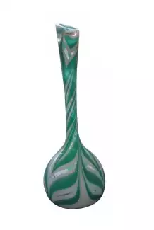 Luxusní skleněná váza kužel velký se zeleno-bílým dekorem