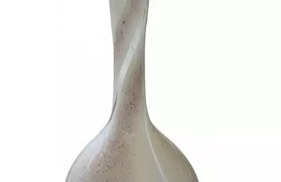 Moderní skleněná váza kužel střední - souhra barev bílé a fialové