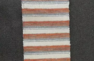 Ručně tkaný koberec 120x50 cm, krémový oranžový šedý