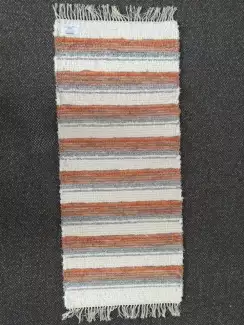 Ručně tkaný koberec 120x50 cm, krémový oranžový šedý