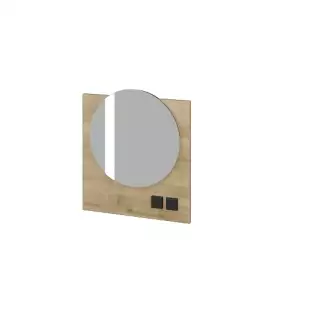 Kulaté koupelnové zrcadlo na dřevěné čtvercové desce Iva