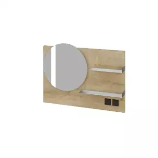 Kulaté zrcadlo na obdélníkové desce s integrovaným LED osvětlením Iva