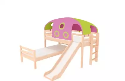 Zvýšená domečková postel Elko a posuvný stan, zábrana A