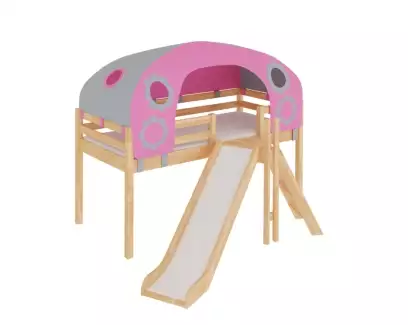 Zvýšená domečková postel stan se skluzavkou