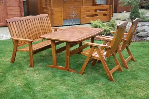 Zahradní masivní sestava z české borovice s polohovacími křesly Rulen I