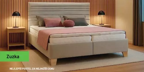 Luxusní postel pro dva s rošty a matracemi, výška sedu až 63cm