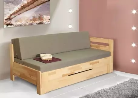 Bukové lůžko s možností výsuvu a boční zvýšenou opěrkou David Lux