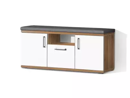 Praktický botník s dvířky, sedákem a možností zásuvek Monika II