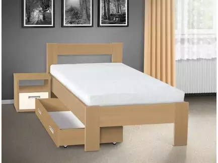 Robustní postel s lamelovým roštem a možností úložného prostoru Sára