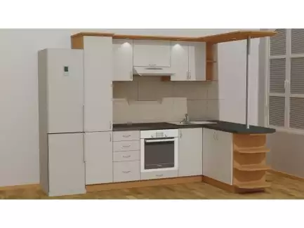 Dostupná a praktická kuchyňská linka s rampou a poloostrůvkem Bára