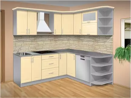 Moderní rohová kuchyňská linka s velkým úložným prostorem Monika