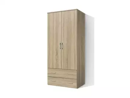 Vysoká šatní skříň s šatní tyčí a dvěma zásuvkami různých barev Sandra