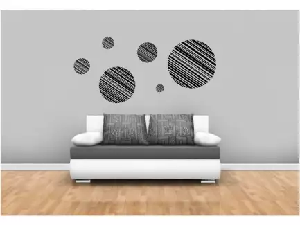Moderní interiérové samolepky na zeď s motivem kruhu s pruhy různých barev