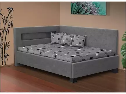 Moderní čalouněná postel s úložným prostorem a LED osvětlením Renata