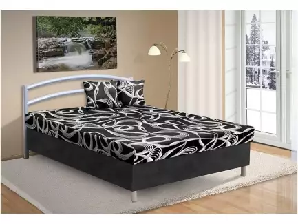 Luxusní postel s úložným prostorem a kovovým čelem v moderním provedení Ola