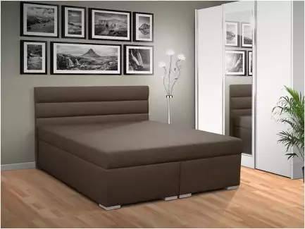 Elegantní postel s čalouněným čelem a úložným prostorem Barbora