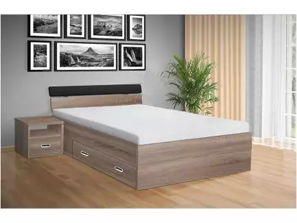 Moderní postel s lamelovým roštem a úložným prostorem Romana
