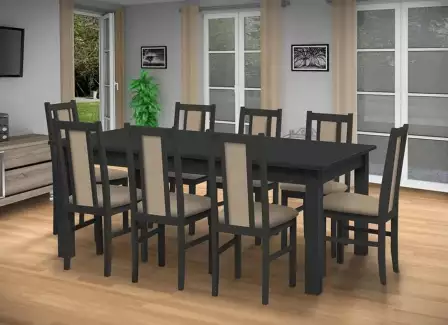 Jídelní set pro 8 osob se stolem a čalouněnými židlemi 190 x 115 cm