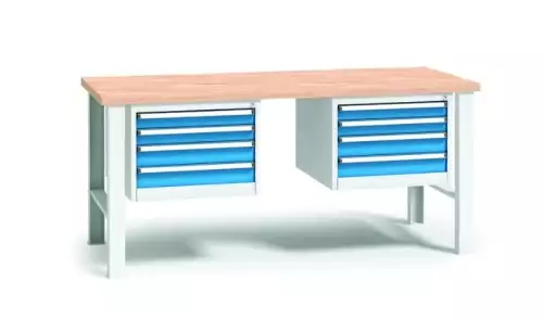 Osmizásuvkový profesionální stůl do dílny, šířka 170 a 200 cm