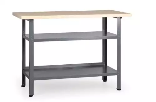 Pracovní stůl se 2 policemi do domácí dílny, 120 x 84 cm