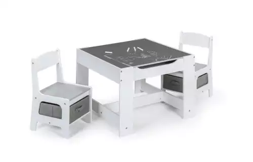 Dětský set - stůl s odnímatelnou deskou a 2 židle s úložným boxem