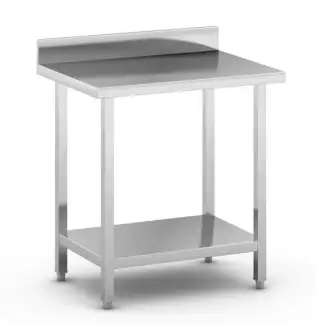 Pracovní gastro stůl z nerezu s ohrádkou a 1 policí dole