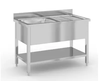 Gastro mycí stůl 120 x 60 cm z nerezu s dřezem a odkapávačem