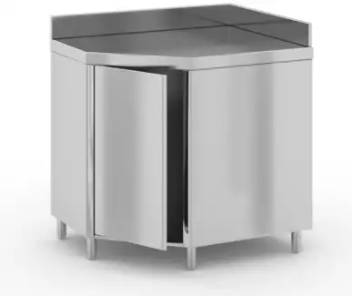 Rohový pracovní stůl nerez se zadním lemem do kuchyní