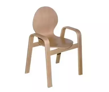 Zakulacené dětské křesílko dřevěné stohovatelné