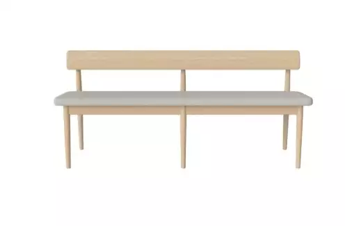 3-místná dubová masivní lavice do kuchyně s čalouněným sedákem