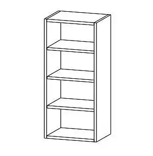 Jednoduchá skříňka do kuchyně se třemi policemi šířky 15 až 50 cm