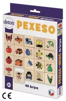 Dřevěné pexeso s barevnými obrázky, set 5 ks