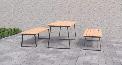 Moderní venkovní set se stolem a samostatnými lavičkami Jitka