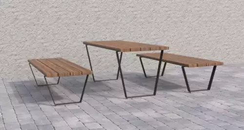 Moderní kovový venkovní set se stolem a lavičkami Ilona