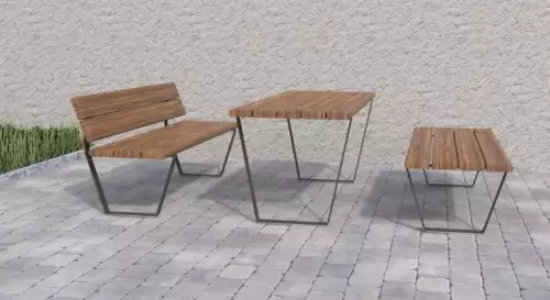 Moderní venkovní set se stolem a samostatnými lavičkami Ilona III