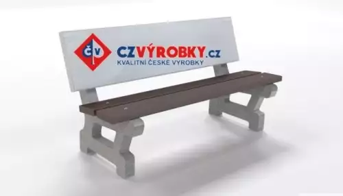Klasická betonová reklamní lavička s laťovým sedákem Kačenka