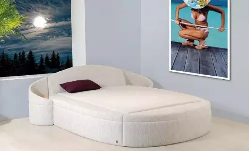 Půlkruhová manželská postel s úložným prostorem Rudolf
