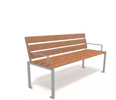 Elegantní ocelová parková lavička s područkou a smrkovým masivem Sebastián