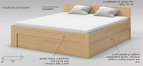 Dvoulůžková postel s úložným prostorem  Tadeáš
