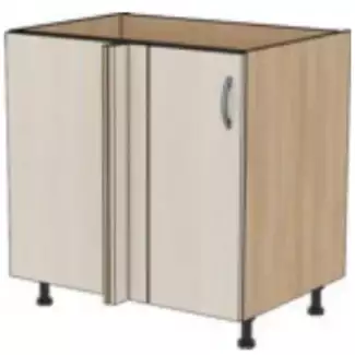 Rohová spodní kuchyňská skříňka vhodná pro napojení zásuvkové skříňky