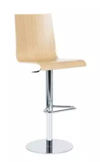 Barová židle s pevnou bukovou skořepinou s chromovanou podnoží WOOD
