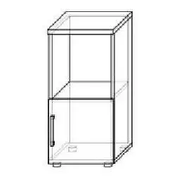 Hluboká skříňka s dvířky a otevřeným úložným prostorem