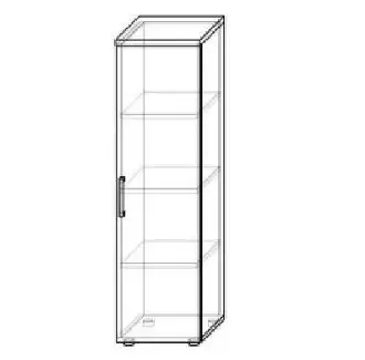 Středně vysoká skříňka se třemi policemi a bočním otvíráním