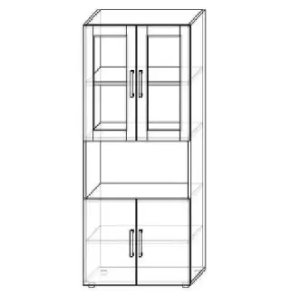Moderní dvouskříňka s prosklenými dvířky nahoře, výška 160cm