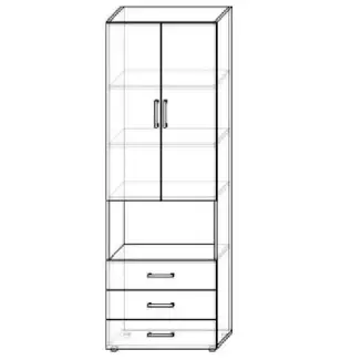 Kombinovaná skříň s dvířky, zásuvkami a přihrádkou 40x197x60 cm