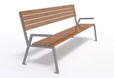 Lehká parková lavička s výškou sedáku 45 cm s područkami Tres II