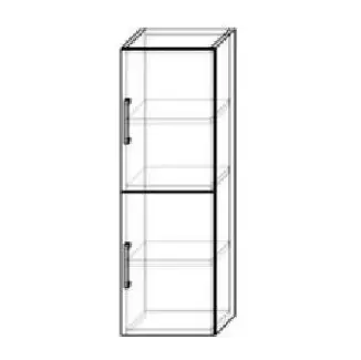 Závěsná úzká dvojskříňka s dvířky nad sebou, dekor třešeň