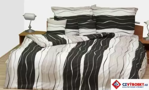 Povlečení francouzské krep Vlnění šedočerné