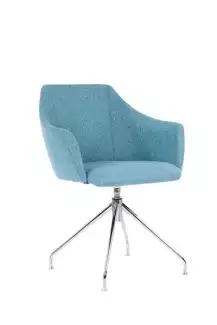 Celočalouněné otočné křesílko na čtyřramenné chromované bázi Vela S